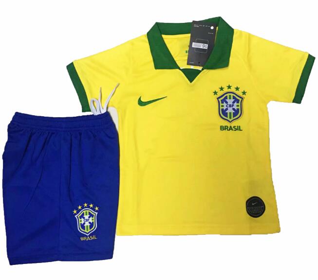 Brazil Copa America 2019 Home Children Soccer Kit Shirt And Shorts