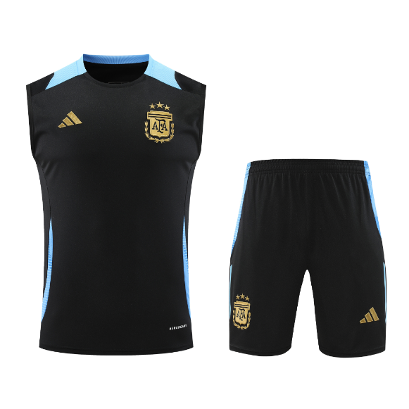 Argentina 2024/25 Black Training Vest Uniforms (Shirt+Shorts)