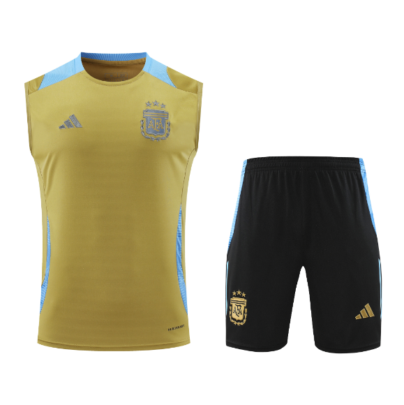 Argentina 2024/25 Gold Training Vest Uniforms (Shirt+Shorts)