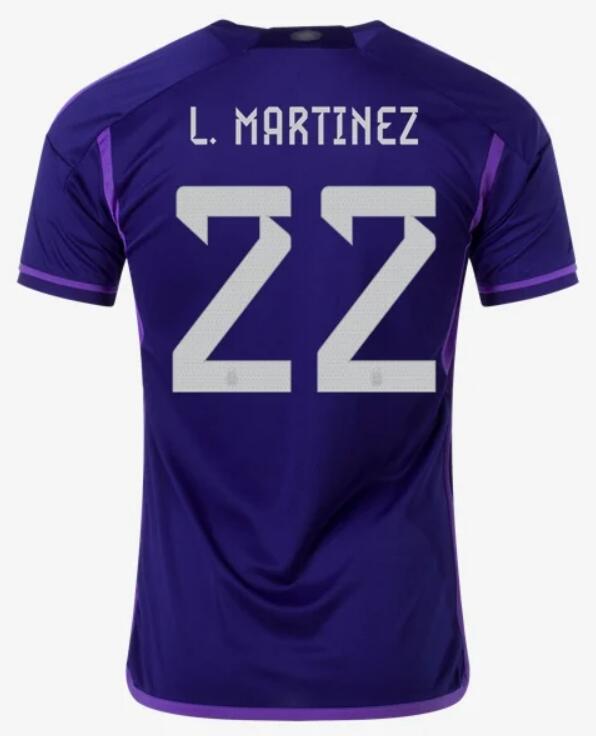 Argentina 2022 World Cup Away 22 L. Martinez Shirt Soccer Jersey