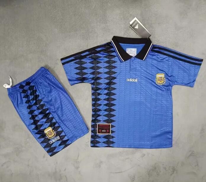 Argentina 1994 Away Retro Kids Soccer Kit Children Shirt + Shorts