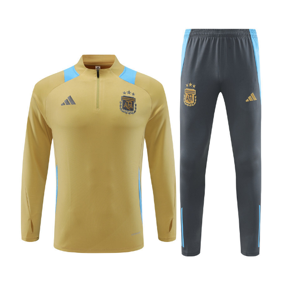 Argentina 2024/25 Gold Training Suits (Sweatshirt+Trouser)