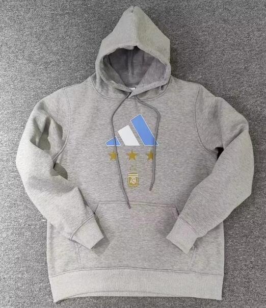 Argentina 2022 World Cup Grey 3 Stars Hoodie Top