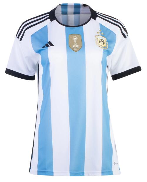 Argentina 2022 World Cup Home 3 Stars Women Shirt Soccer Jersey With Gold Patch