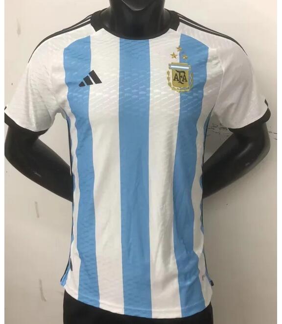 Argentina 2022 World Cup Home 3 Stars Match Version Shirt Soccer Jersey