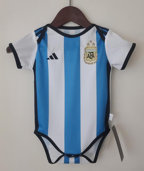 Argentina 2022 World Cup Home Infant Baby Three Stars Shirt Soccer Jersey Kit
