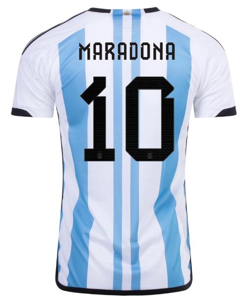 Argentina 2022 World Cup Home 3 Stars 10 MESSI Shirt Soccer Jersey with Gold Patch