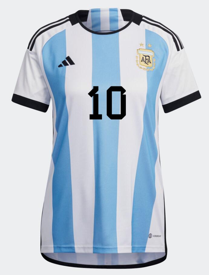 Women Argentina 2022 World Cup Home 10 LIONEL MESSI Shirt Soccer Jersey