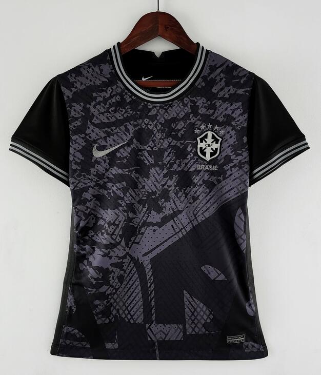 Brazil 2022 All Black Women Shirt Soccer Jersey