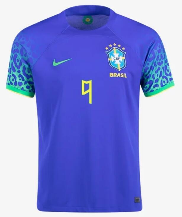 Brazil 2022 World Cup Away 9 Richarlison Shirt Soccer Jersey