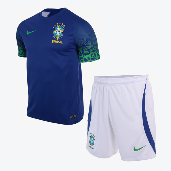 Brazil 2022 World Cup Away Kids Soccer Kit Children Shirt And Shorts Kids