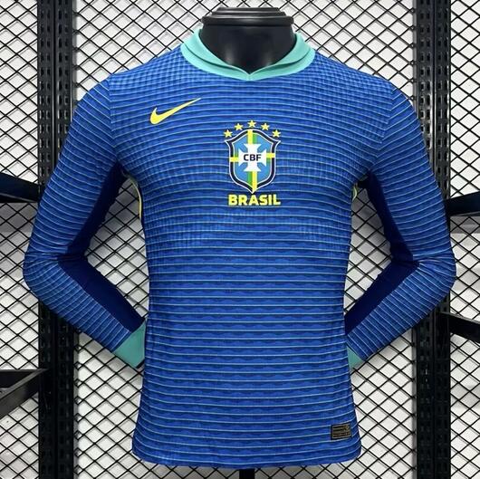 Brazil 2024/25 Away Long Sleeved Match Version Shirt Soccer Jersey