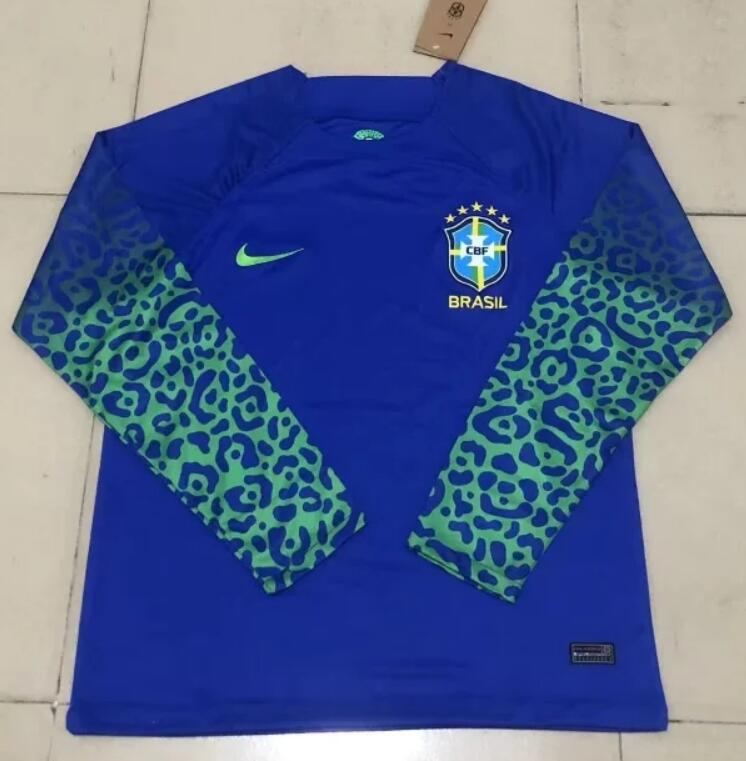 Brazil 2022 World Cup Away Long Sleeved Shirt Soccer Jersey