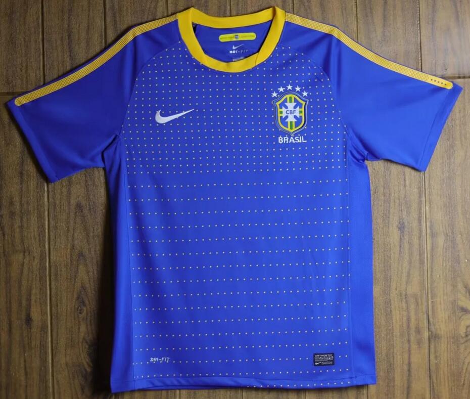 Brazil 2010 Away Retro Blue Shirt Soccer Jersey