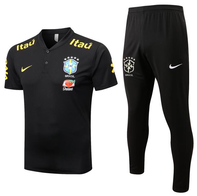 Brazil 2022 World Cup Black Polo Suit (Shirt + Trouser)