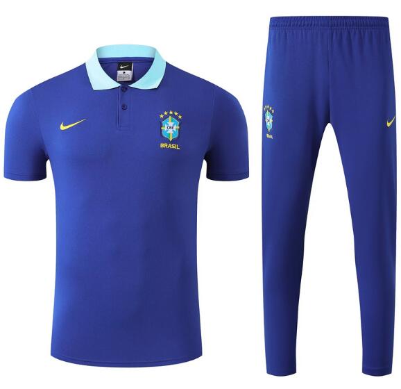 Brazil 2025/26 Blue Polo Suit (Shirt+Trouser)