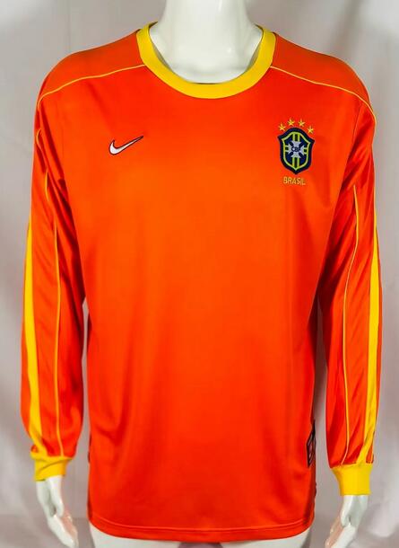 Brazil 1998 Goalkeeper Retro Long Sleeved Shirt Soccer Jersey