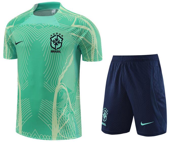 Brazil 2022 World Cup Green Training Suit (Shirt+Shorts)