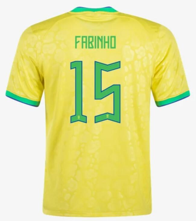 Brazil 2022 World Cup Home 15 Fabinho Shirt Soccer Jersey