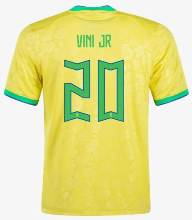 Brazil 2022 World Cup Home 20 Vini Jr. Shirt Soccer Jersey