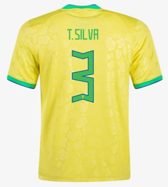 Brazil 2022 World Cup Home 3 T. Silva Shirt Soccer Jersey