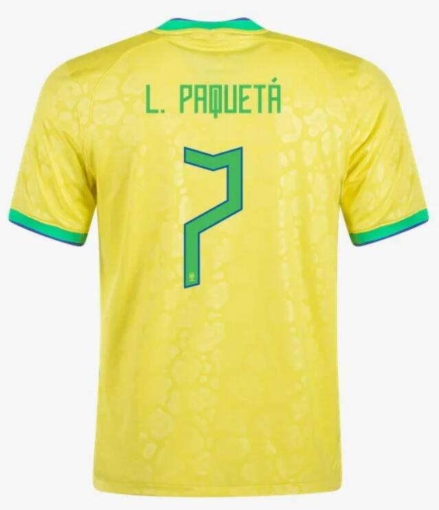 Brazil 2022 World Cup Home 7 Paqueta Shirt Soccer Jersey