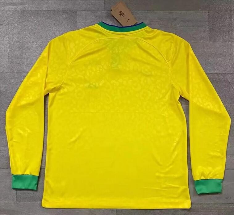 Brazil 2022 World Cup Home Long Sleeved Shirt Soccer Jersey