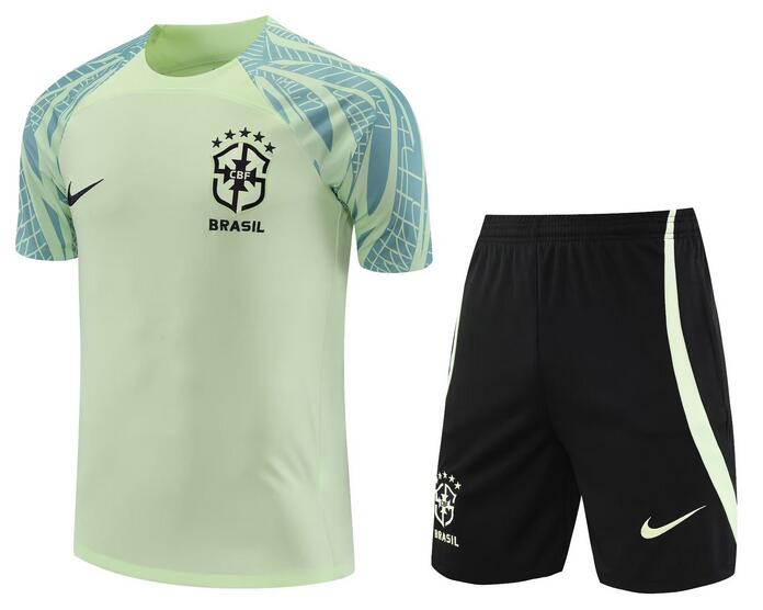 Brazil 2022 World Cup Light Green Training Suit (Shirt+Shorts)