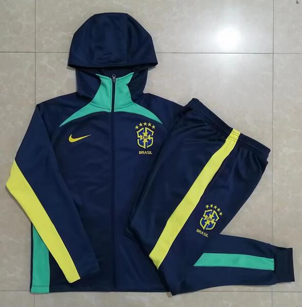 Brazil 2022 World Cup Navy Training Suits (Hoodie Jacket+Trouser)