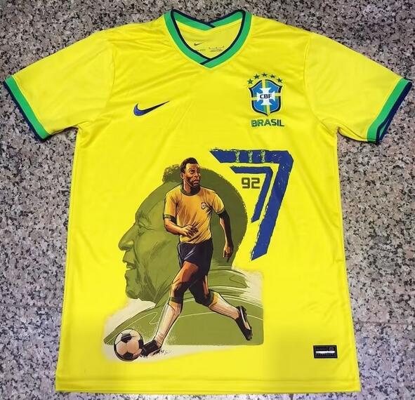 Brazil 2022 World Cup Home Special Pele 92 Yellow Shirt Soccer Jersey