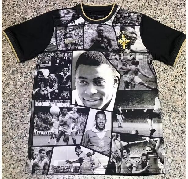 Brazil 2022 World Cup Home Special Pele Black Shirt Soccer Jersey