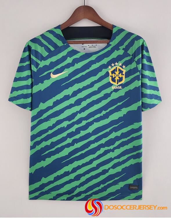 Brazil 2022 Special Green Blue Shirt Soccer Jersey