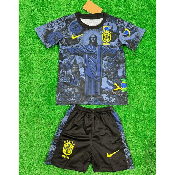 Brazil 2024/25 Special Kids Blue Soccer Team Kit Children Shirt And Shorts