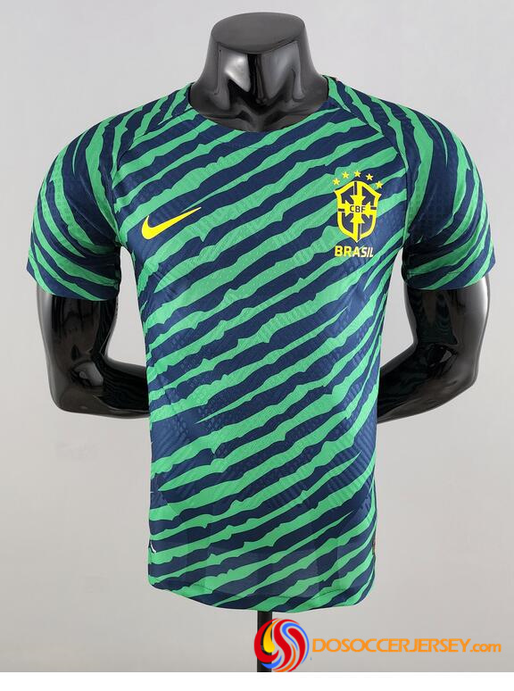 Brazil 2022 Special Green Blue Match Version Shirt Soccer Jersey