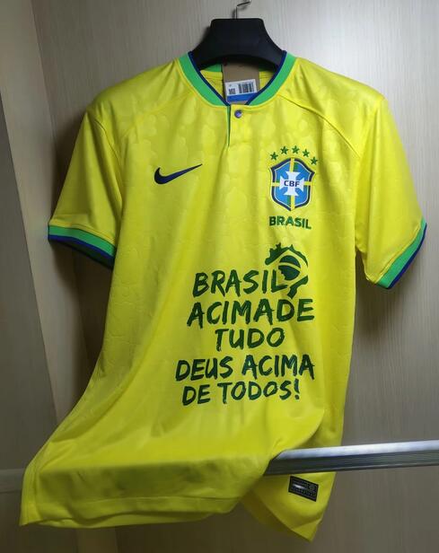 Brazil 2022 World Cup Home Special Wrinting Shirt Soccer Jersey