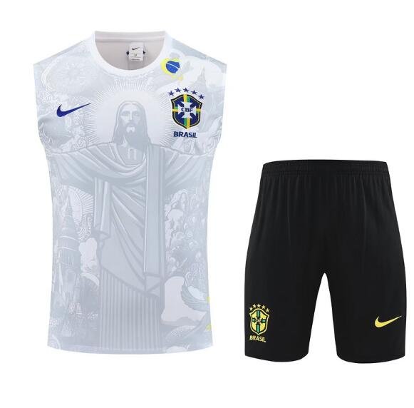 Brazil 2025/26 White Vest Training Suit (Shirt+Shorts)