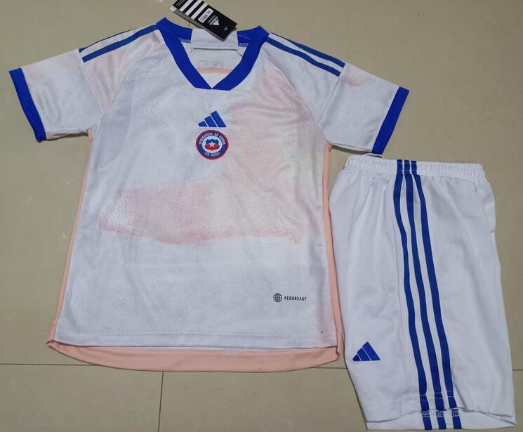 Chile 2023/24 Away Kids Soccer Team Kit Children Shirt And Shorts