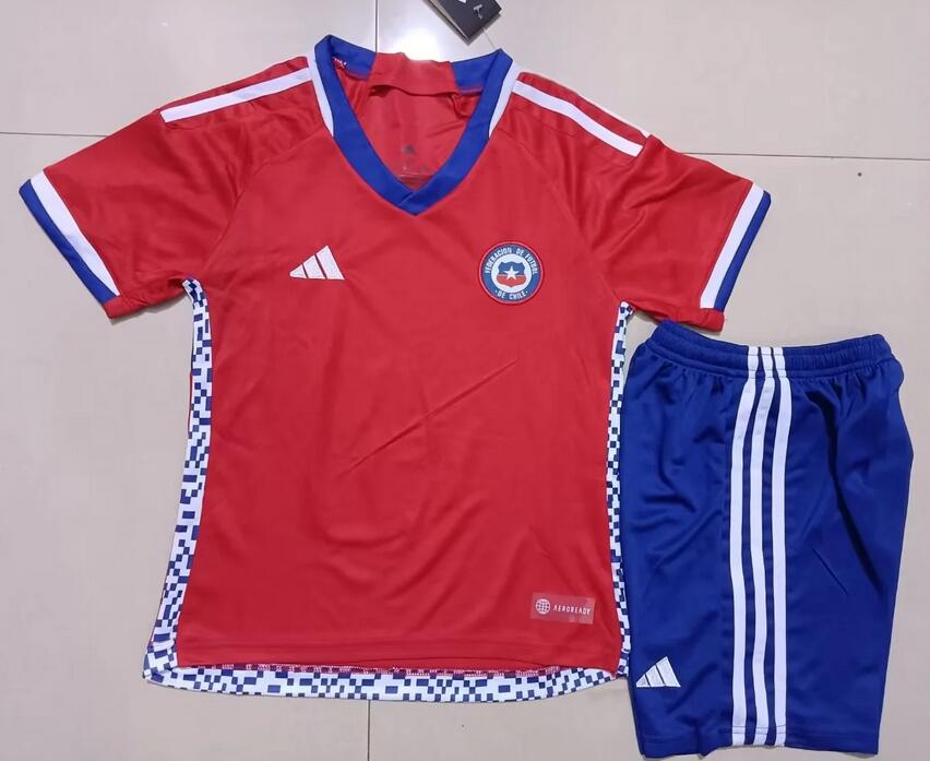 Chile 2022/23 Home Children Soccer Team Kit Shirt And Shorts Kids
