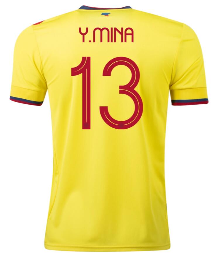 Colombia 2021 Home 13 YERRY MINA Shirt Soccer Jersey