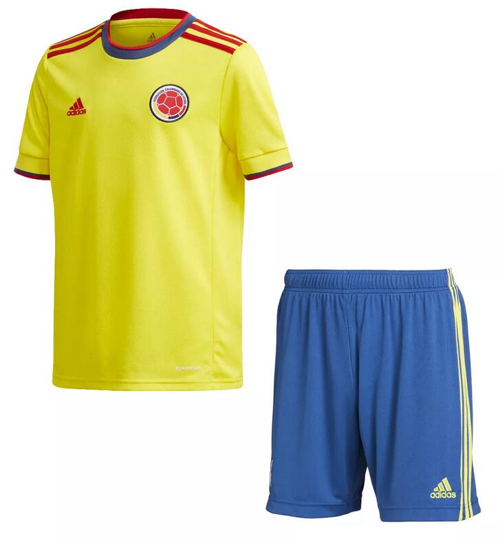 Colombia 2021 Home Kids Soccer Kit Children Shirt And Shorts