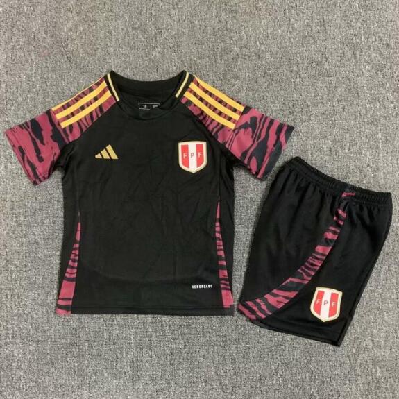 Peru 2024/25 Away Kids Soccer Team Kit Children Shirt And Shorts