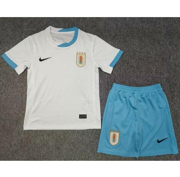 Uruguay 2024/25 Away Kids Soccer Kit Children Shirt And Shorts