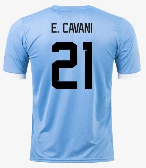 Uruguay 2022/23 World Cup Home 21 E. Cavani Shirt Soccer Jersey