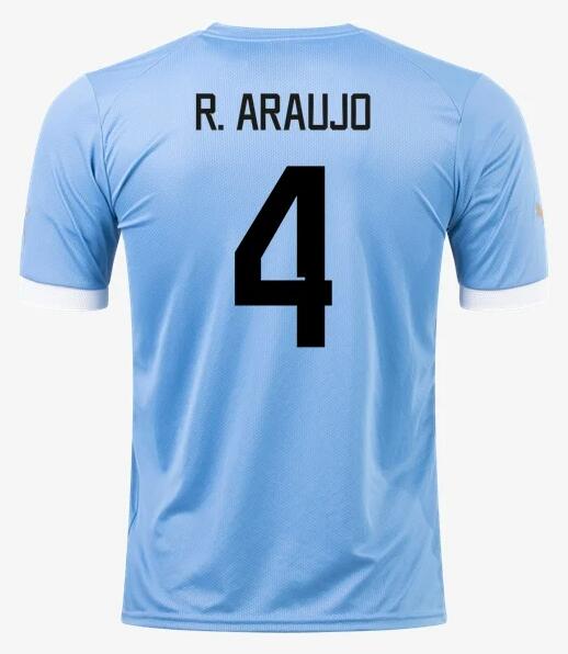 Uruguay 2022/23 World Cup Home 4 R. Araujo Shirt Soccer Jersey