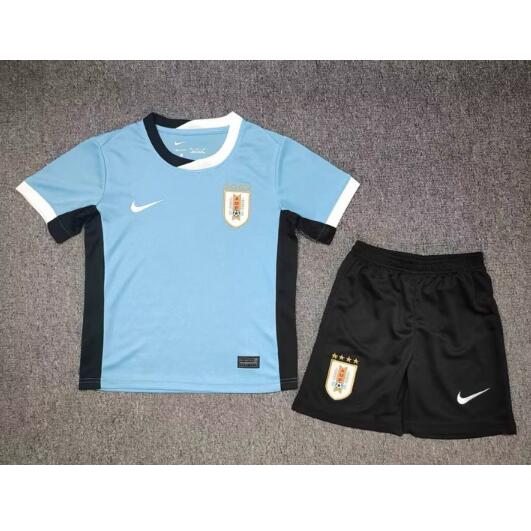 Uruguay 2024/25 Home Kids Soccer Kit Children Shirt And Shorts