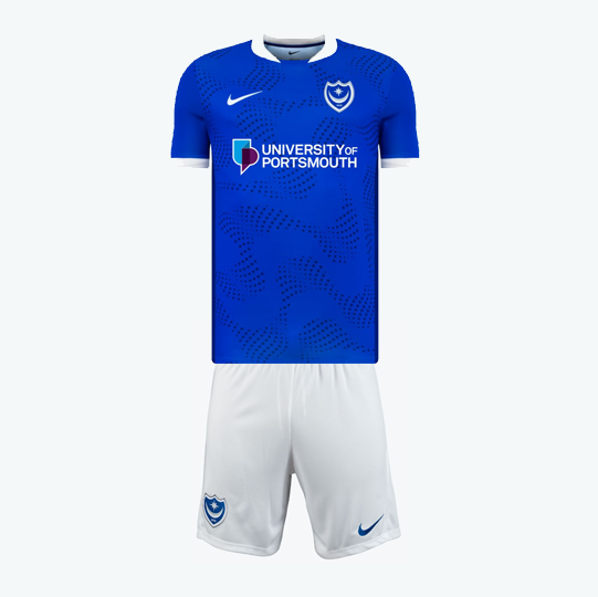 Portsmouth 2025/26 Home Kids Soccer Kit Children Shirt + Shorts
