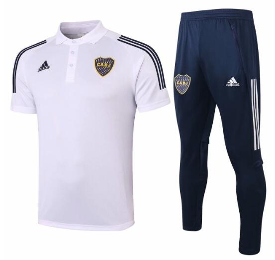 Boca Junior 2020/21 White Short Polo Suits (Shirt+Trousers)