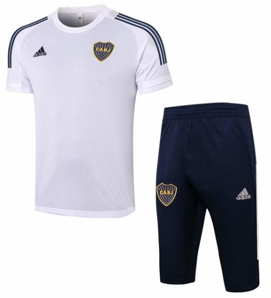 Boca Junior 2020/21 White Short Sleeve Training Kits (Shirt+3/4 Trousers)