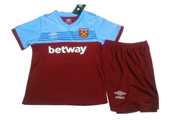 West Ham United 2019/20 Home Kids Soccer Kit Children Shirt And Shorts