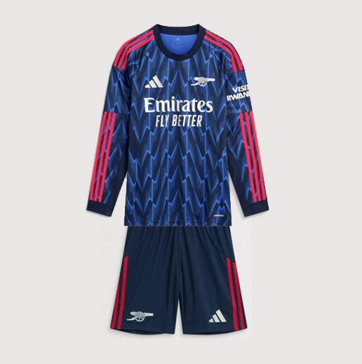 Arsenal 2025/26 Away Kids Long Sleeve Soccer Team Kit Children Shirt + Shorts